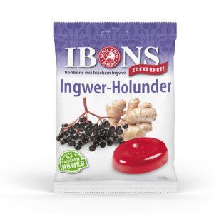 IBONS Ingwer Holunder o.Zucker Tüte Lutschbonbons